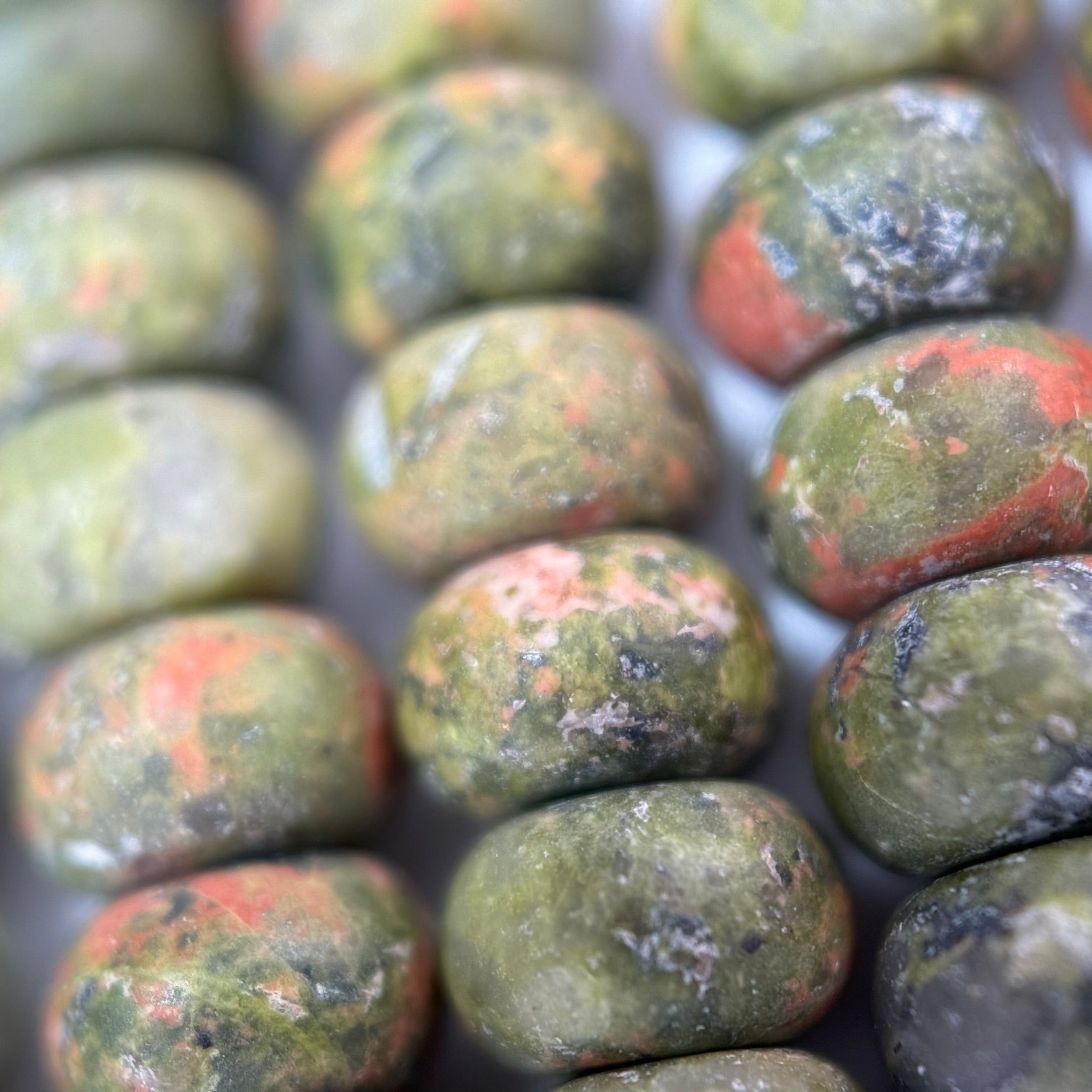 Unakite Frosted Rondelle Beads image 4