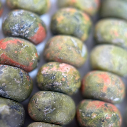 Unakite Frosted Rondelle Beads image 4