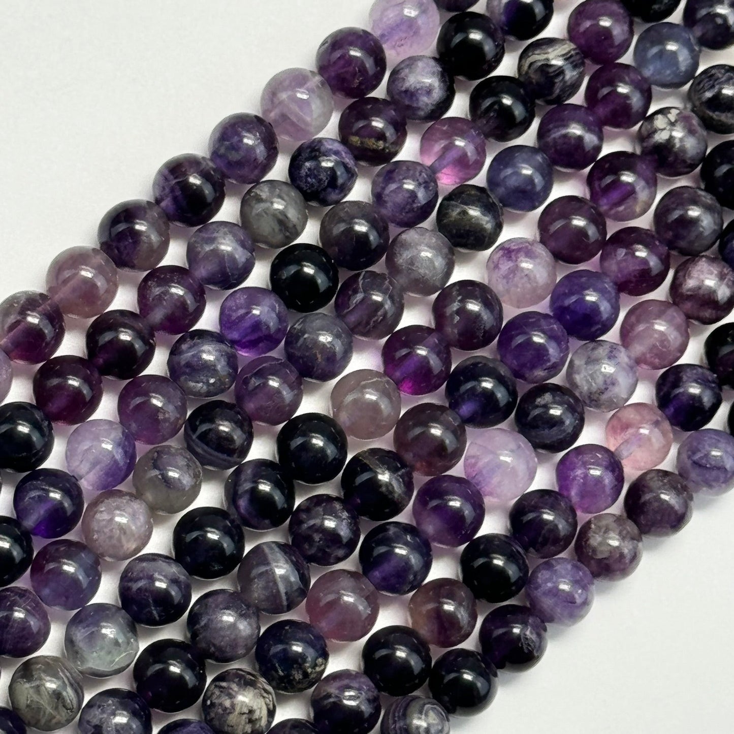 Purple Fluorite Polished  Round Beads image 4