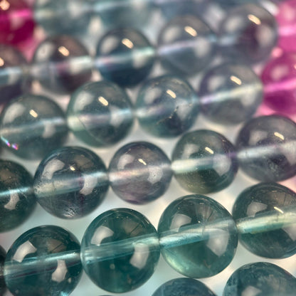 Rainbow Fluorite AAA Polished  Round Beads image 3
