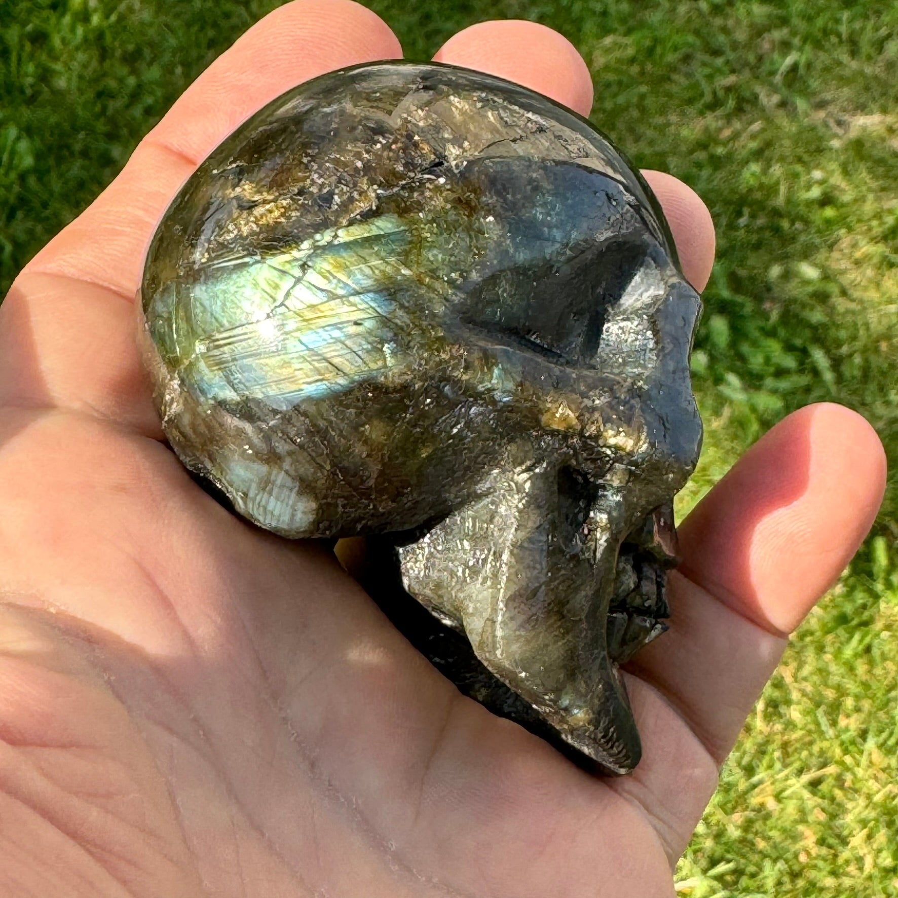 Labradorite Skull Carving (3 x 2.5 inches) image 4