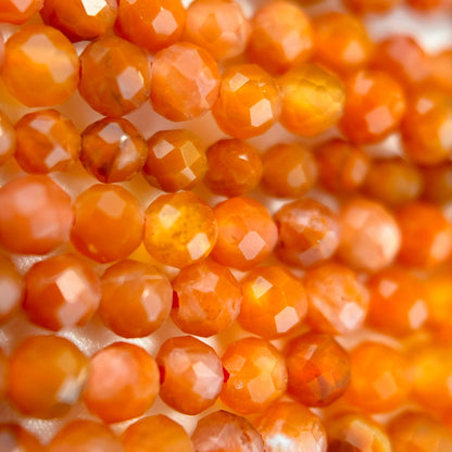 Carnelian Beads -  Faceted Round
