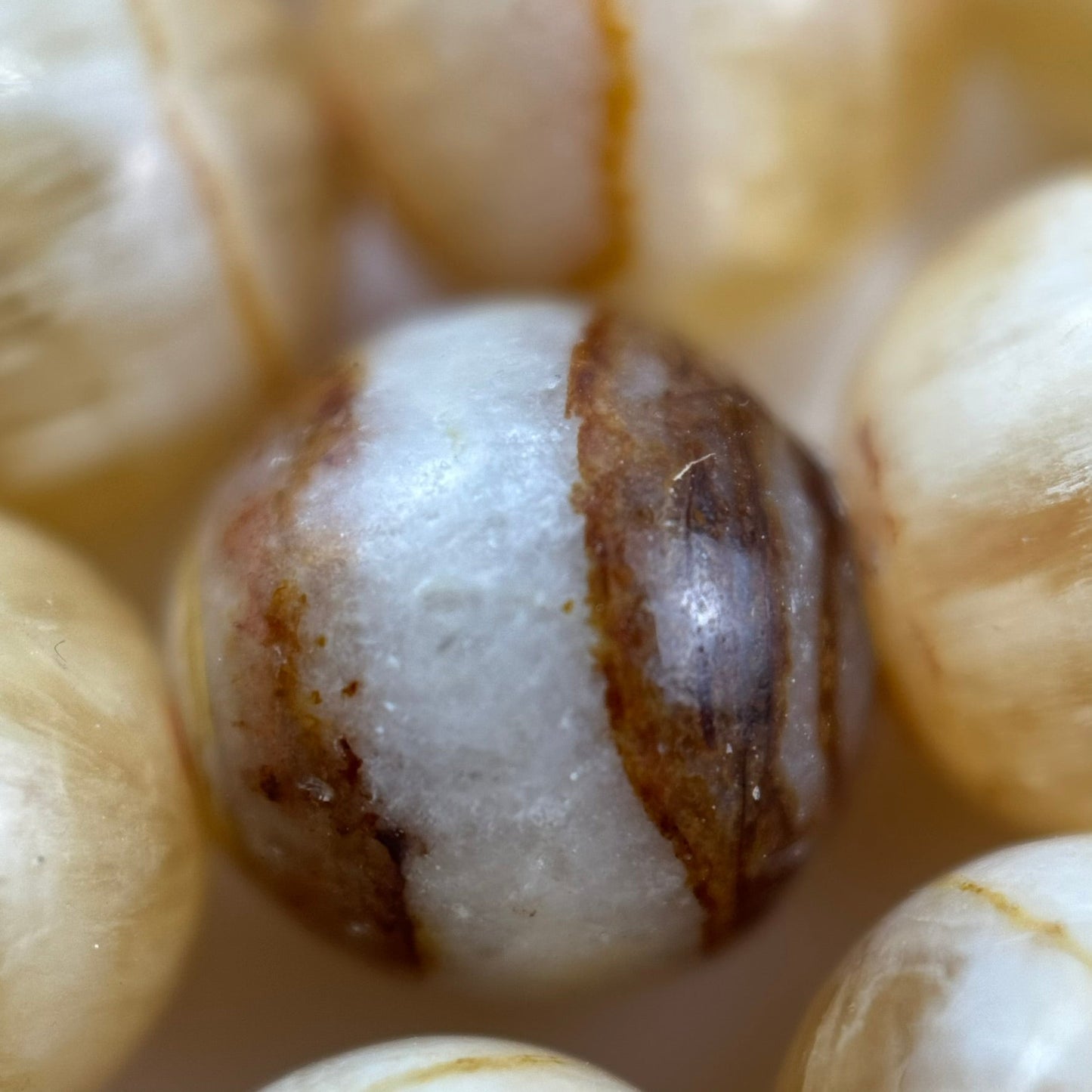 Yellow Banded Calcite Beads - Polished Round