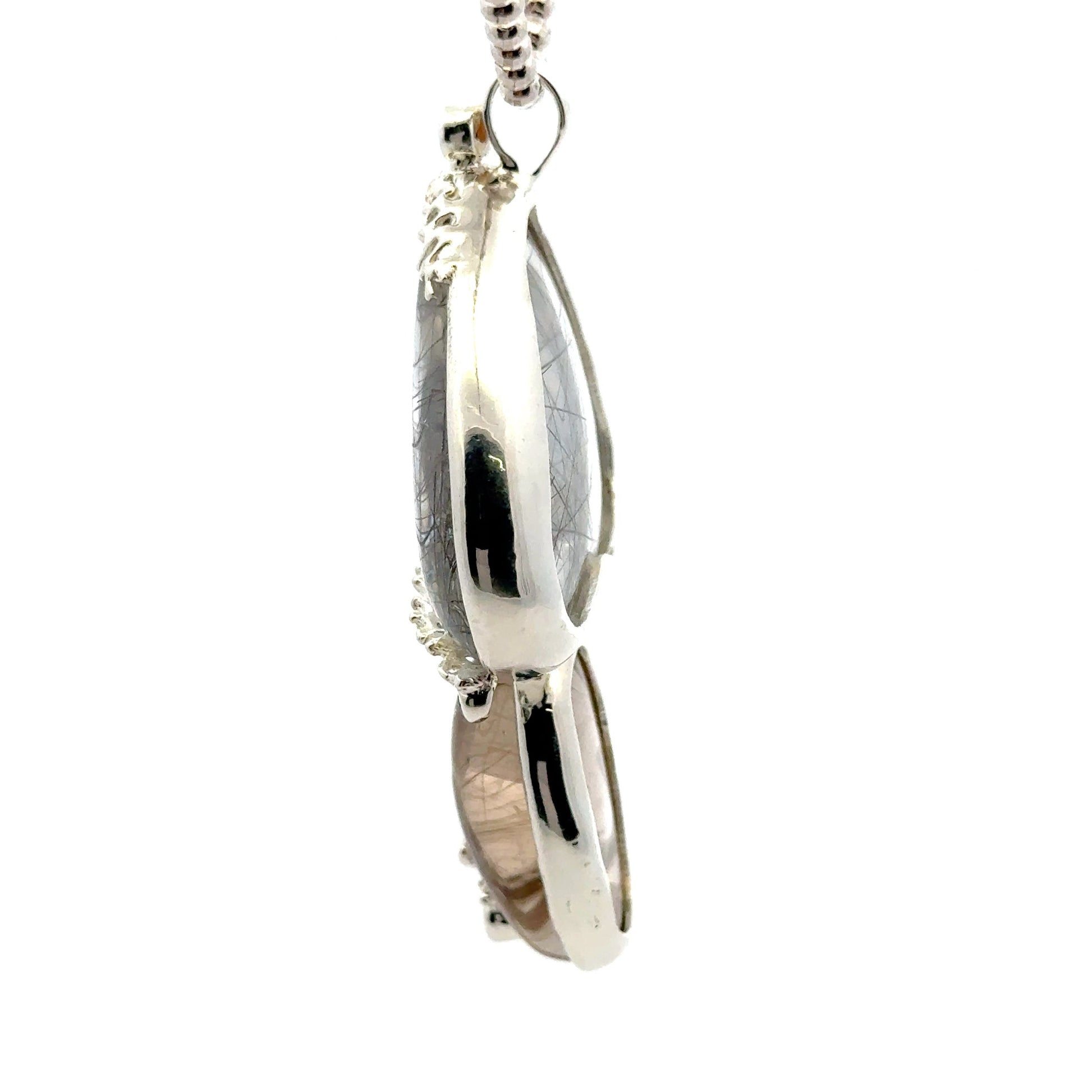 Rutilated Quartz Coral Reef Pendant with Blue & Orange Sapphire,Quartz & Citrine
