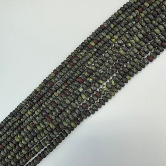 Frosted Rondelle Dragon's Blood Beads - (A Quality)