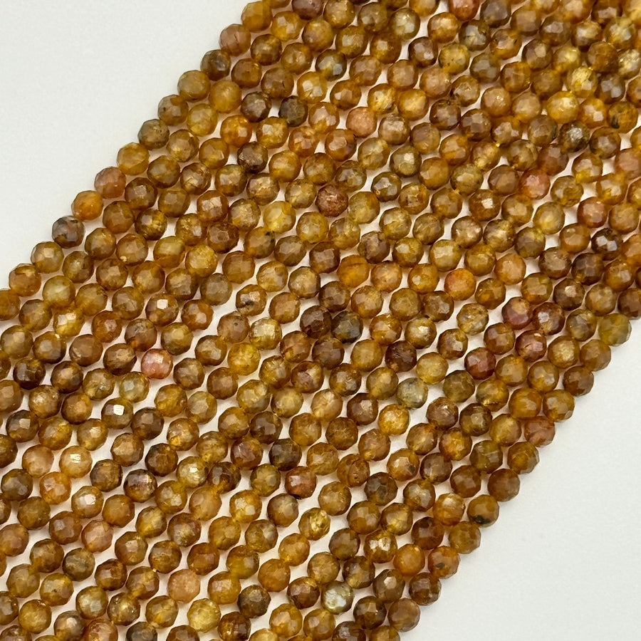 Dark Yellow Apatite Faceted Round Beads image 0