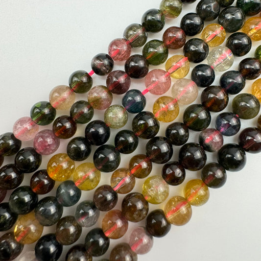 Multi-Coloured Tourmaline AA Polished 5mm Round Beads image 0