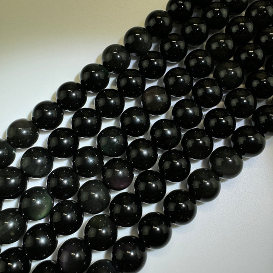 Obsidian Rainbow Polished Round Beads