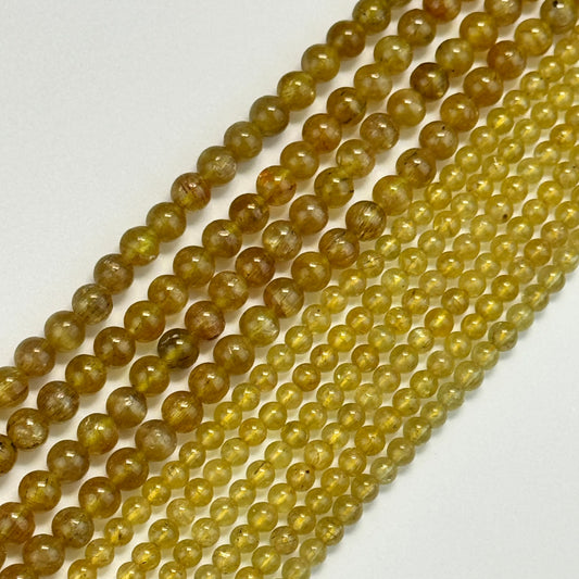 Golden Cat's Eye Apatite Polished Round Beads