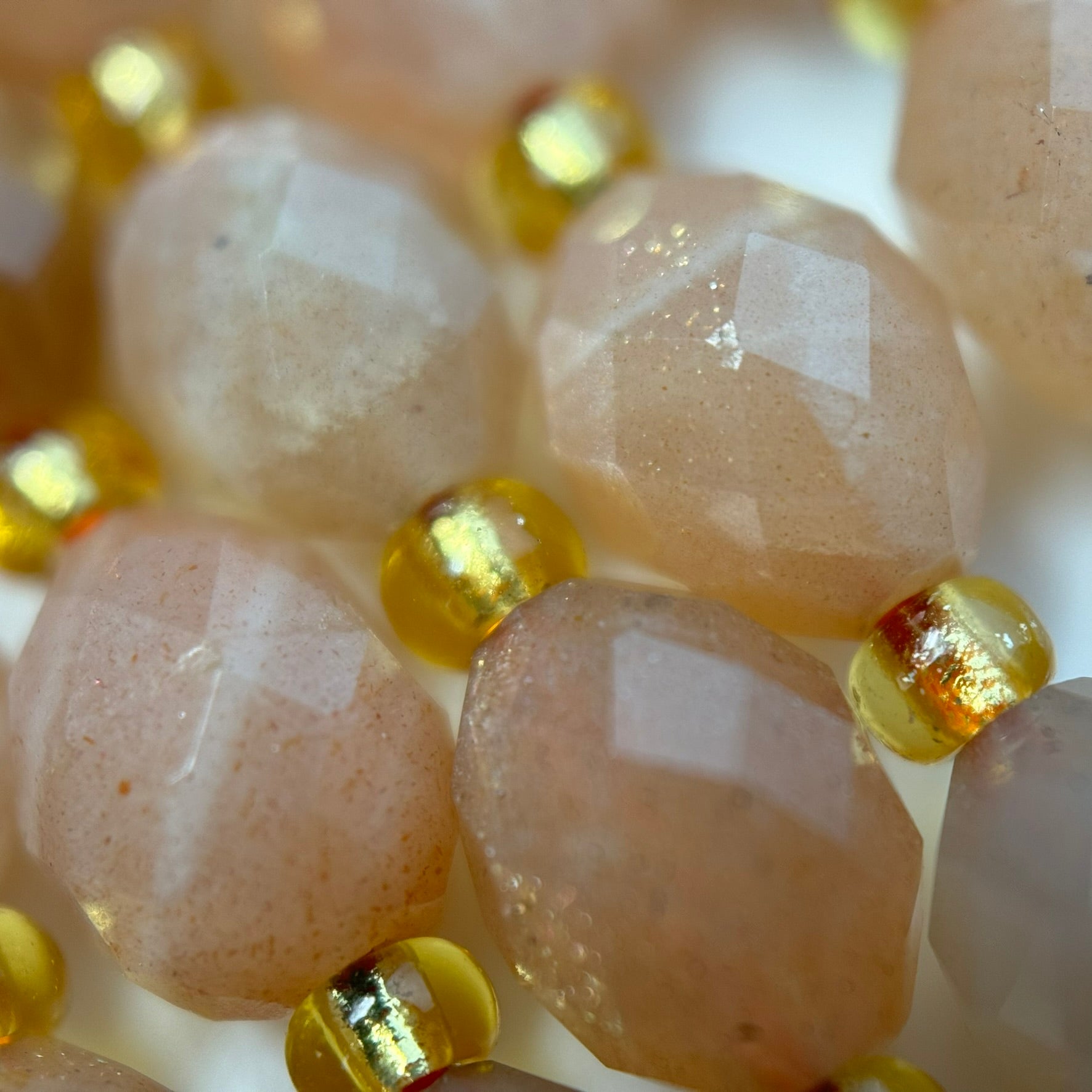 Moonstone Sunstone Faceted Barrel 8Ã—6 mm Beads image 1