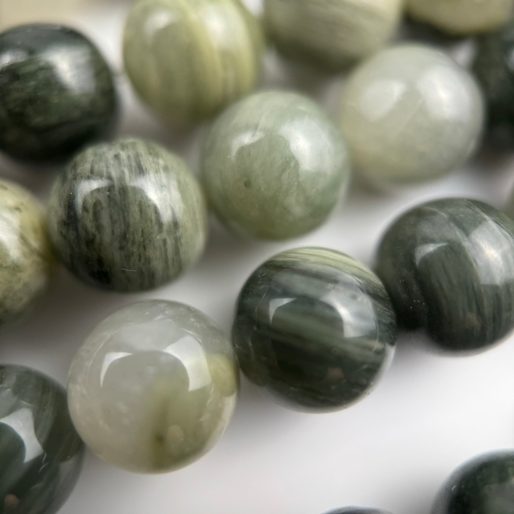 Green Tornado Quartz Polished  Round Beads image 1