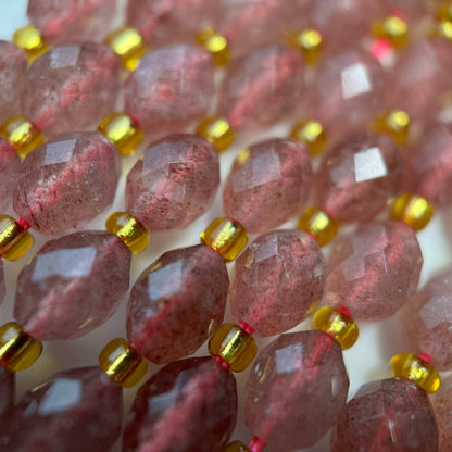 Strawberry Quartz Faceted Barrel 8 Beads image 1