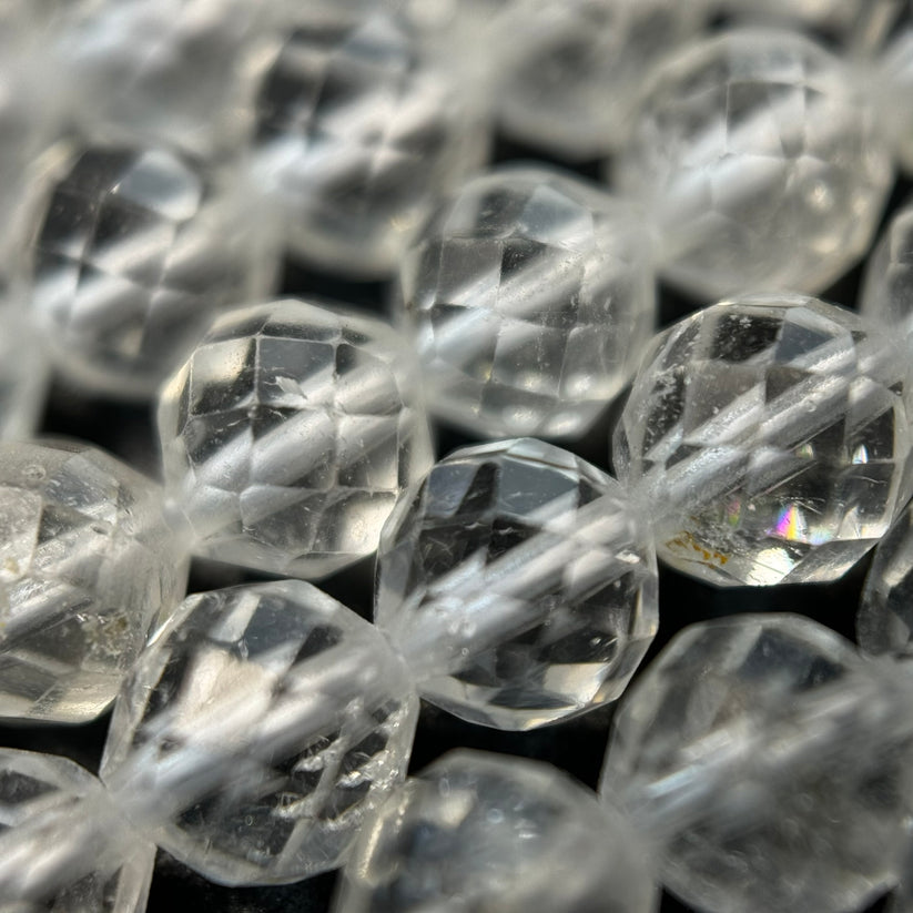 White Topaz Faceted Round Beads - Elegant White Topaz Beads for Jewelry Making