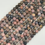 Dendritic Rhodonite Frosted Round Beads image 3