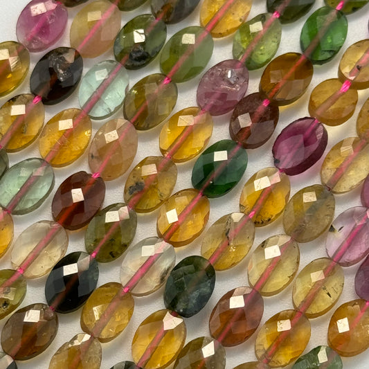 Tourmaline Faceted Oval Beads - (AA Quality)