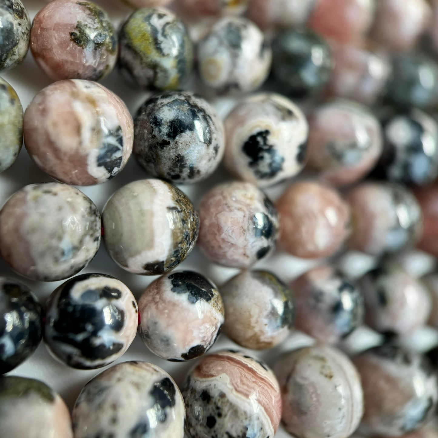 Dendritic Rhodochrosite Polished Round Beads image 14