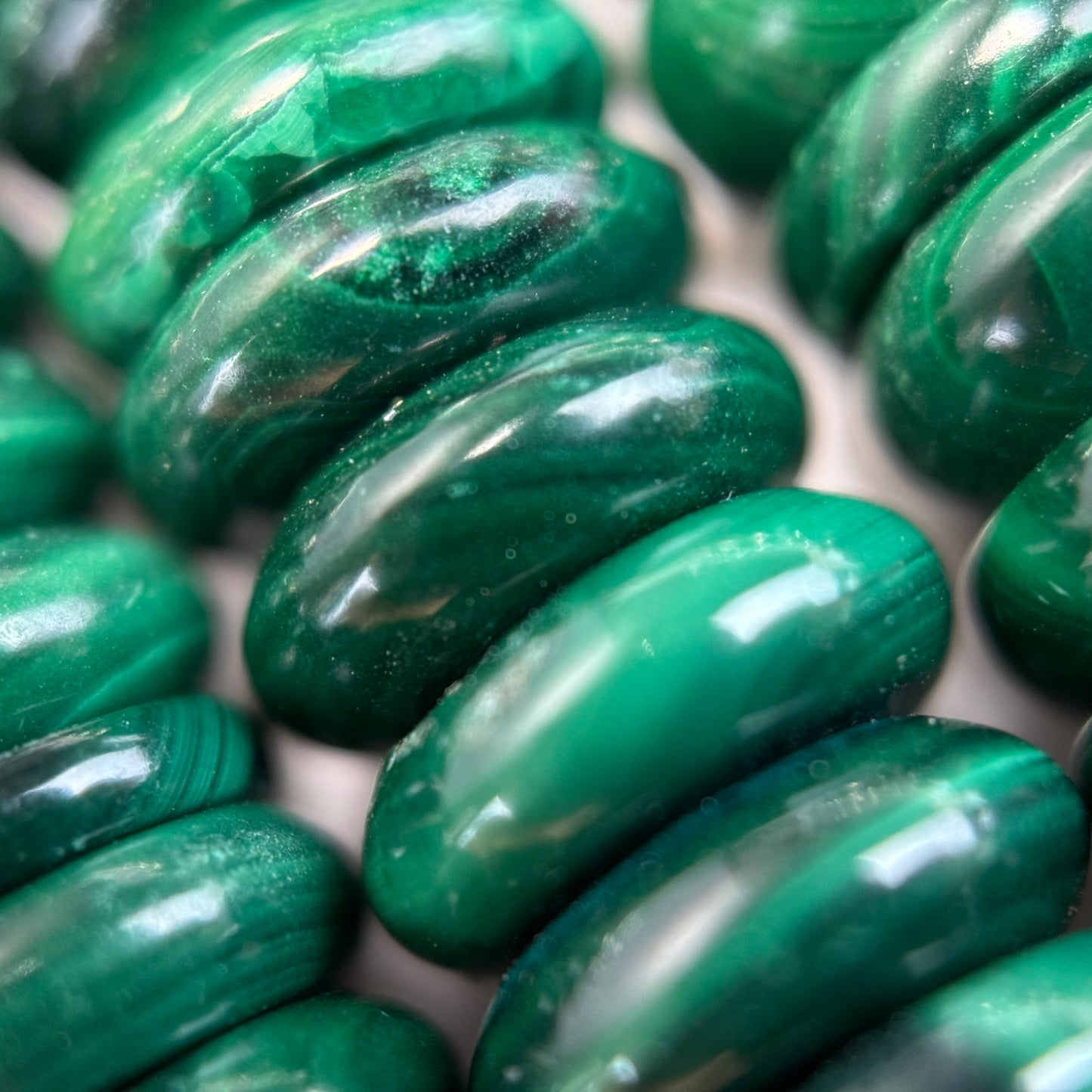 Malachite Rondelle Polished Beads image 4