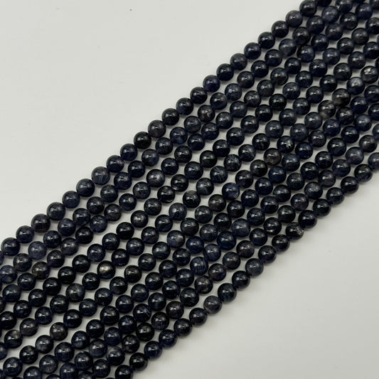 Iolite (Water Sapphire) Polished   Round Precious Stone Beads