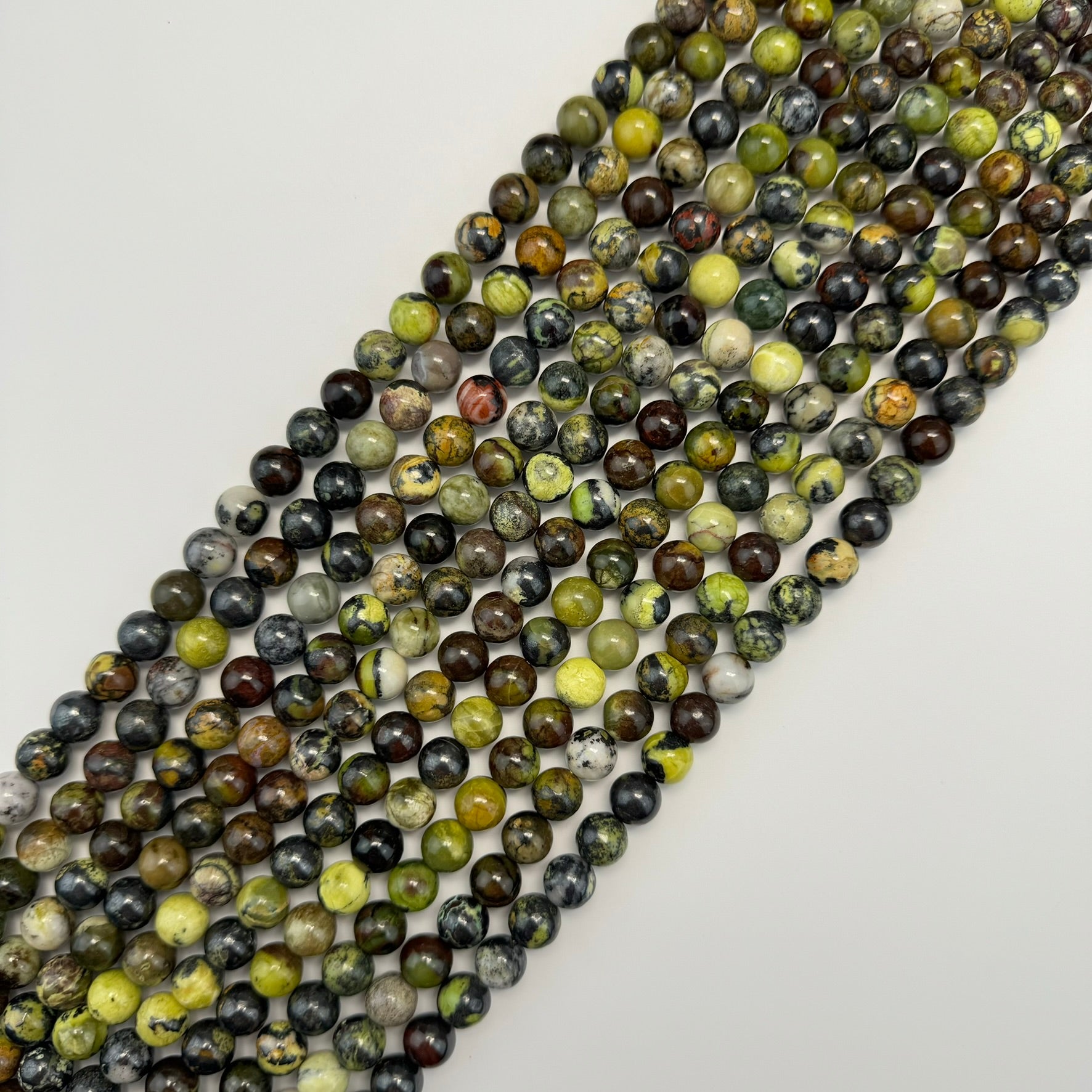 Green Dendritic Opal Polished Round Beads image 0
