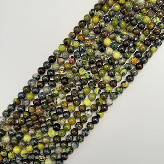 Green Dendritic Opal Polished Round Beads image 0