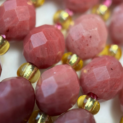 Rhodonite AA Faceted Barrel 8 Beads image 1