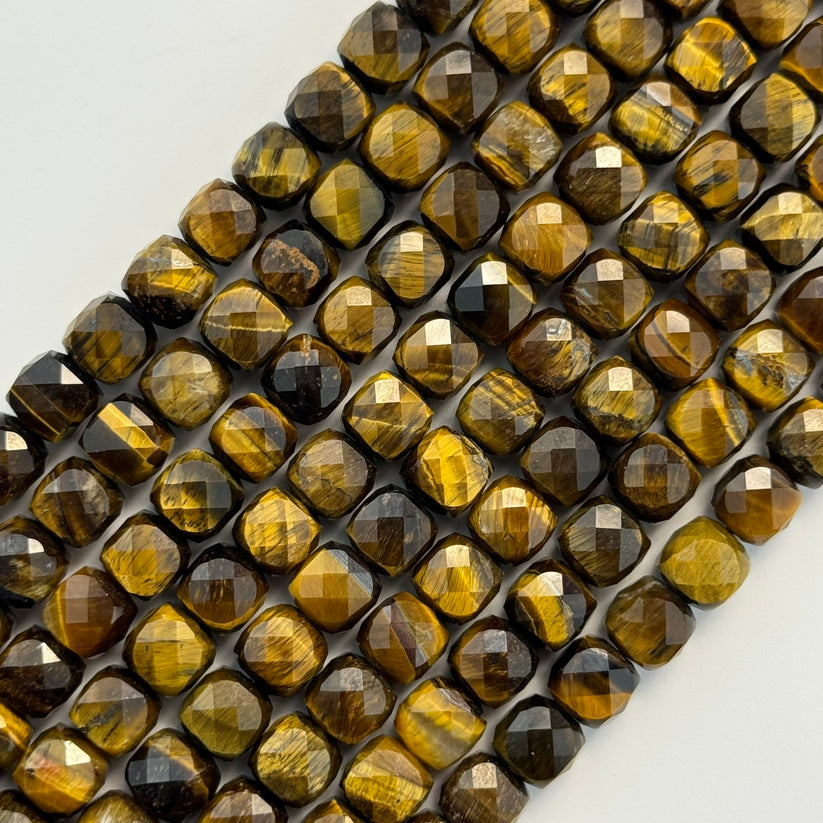 Faceted Square Semi Precious Stone Beads