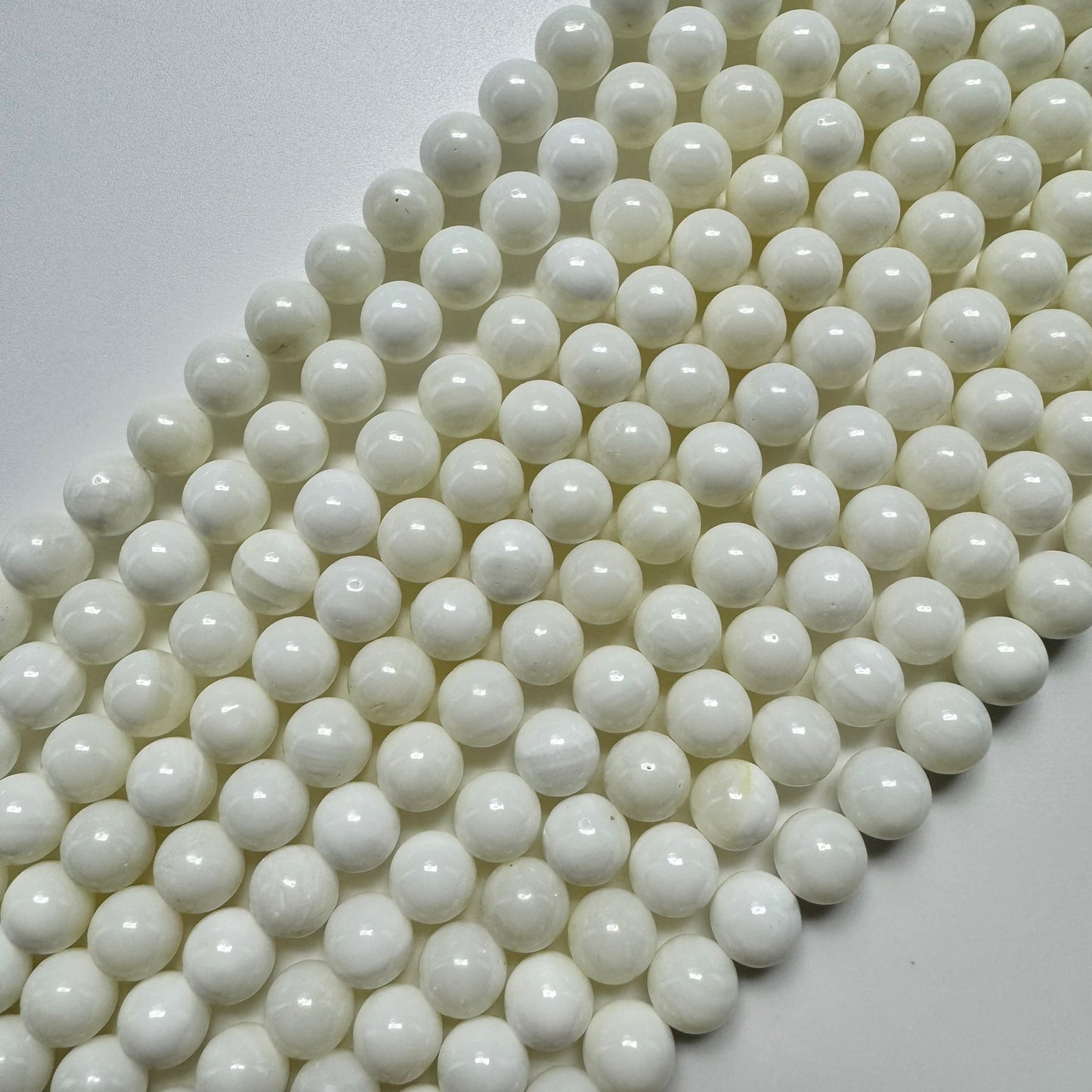 White Shell Polished  Round Beads image 9