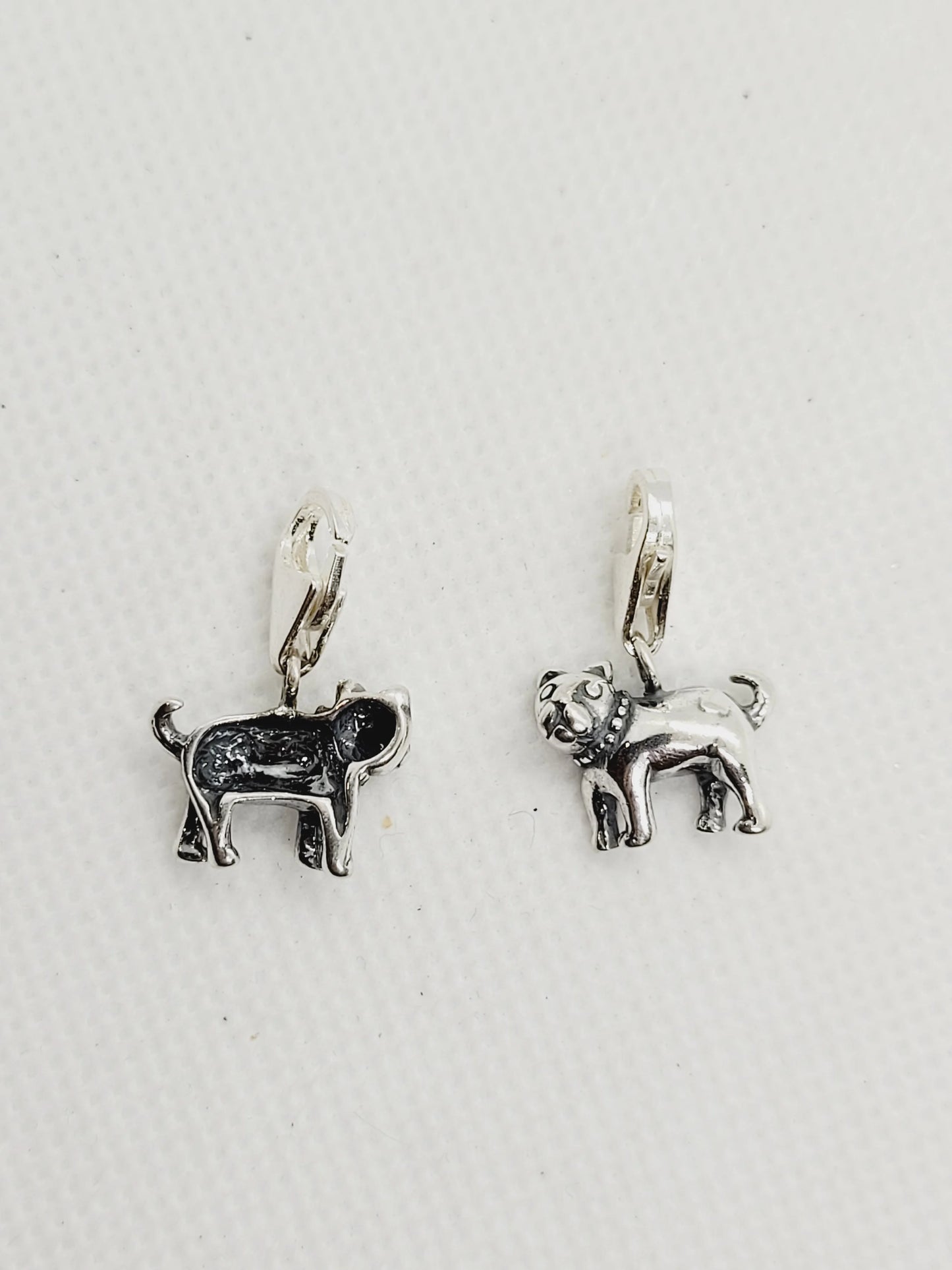Dog & Spiked-Collar Charm with Tear-drop Clasp | 925 Sterling Silver image 0