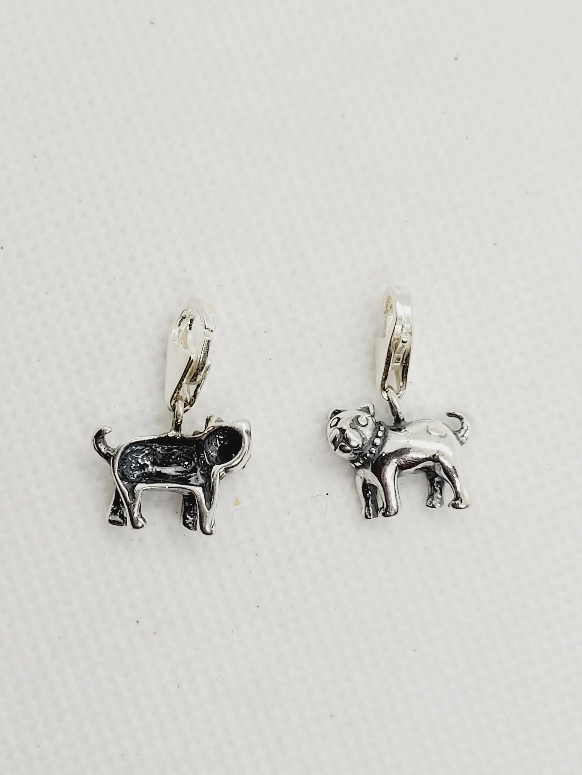 Dog & Spiked-Collar Charm with Tear-drop Clasp | 925 Sterling Silver image 0