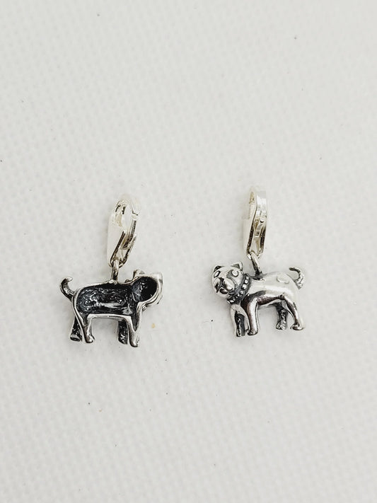 Dog & Spiked-Collar Charm with Tear-drop Clasp | 925 Sterling Silver image 0
