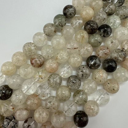 White Rutilated Quartz Polished  Round Beads image 0