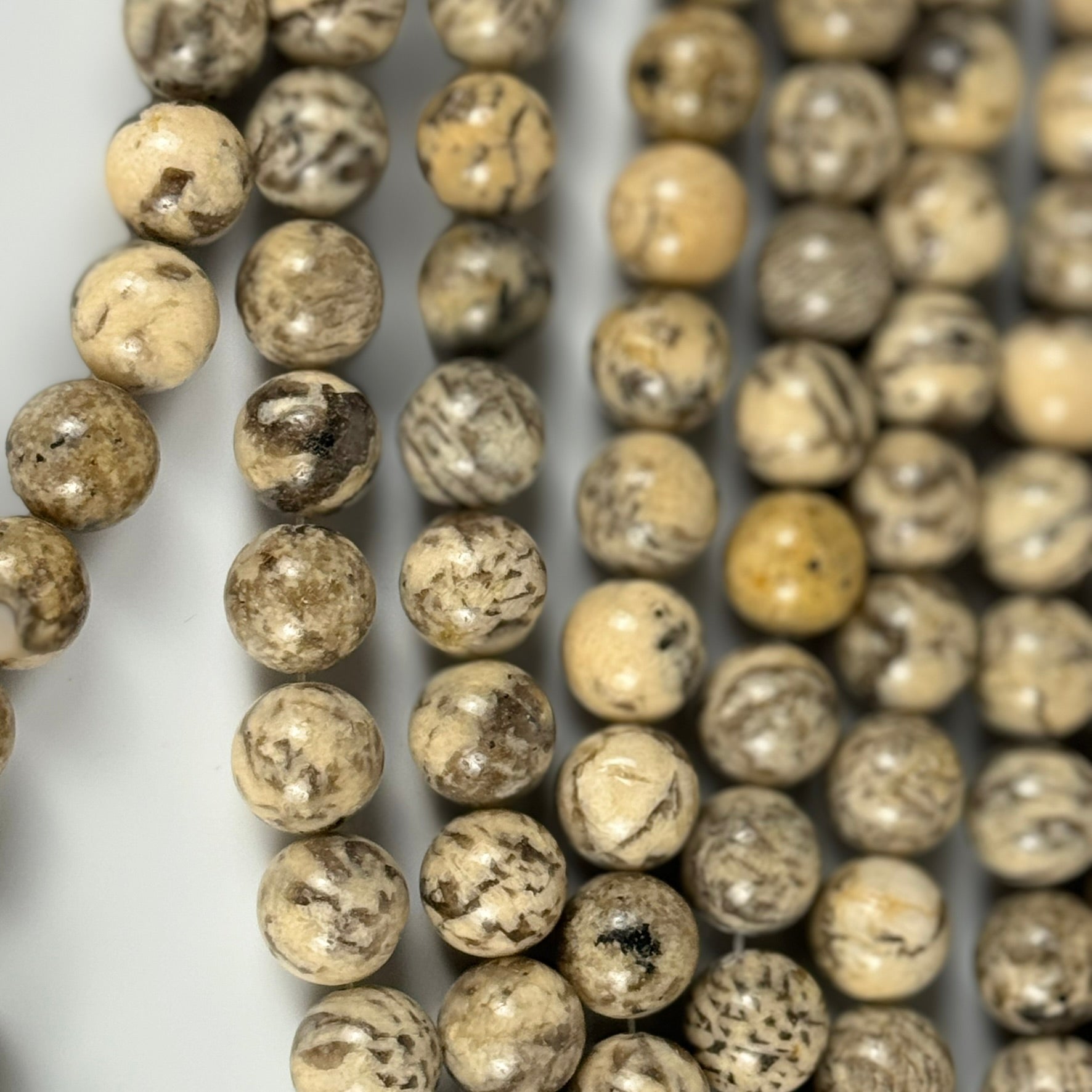 Beige/Cream Feldspar Polished  Round Beads image 5