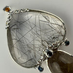 Rutilated Quartz Coral Reef Pendant with Blue & Orange Sapphire,Quartz & Citrine image 1