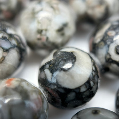 Pink Fossil Agate Polished Round Beads  (8 mm) image 6