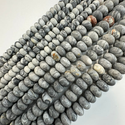 Grey Crazy Lace Agate  Frosted Rondelle Bead image 0