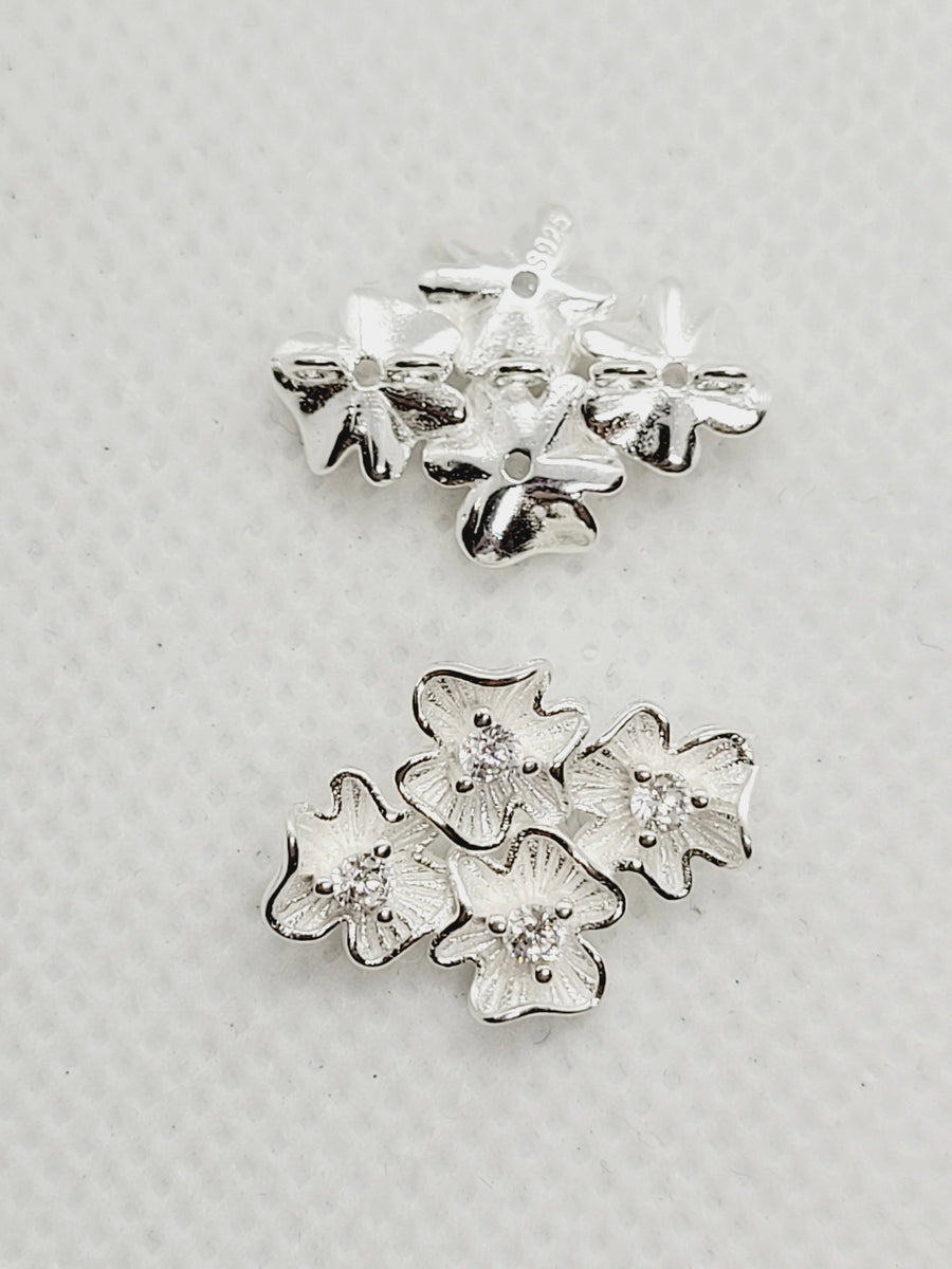 Four Flower & Cubic Zirconia Enhancer | 925 Sterling Silver image 0