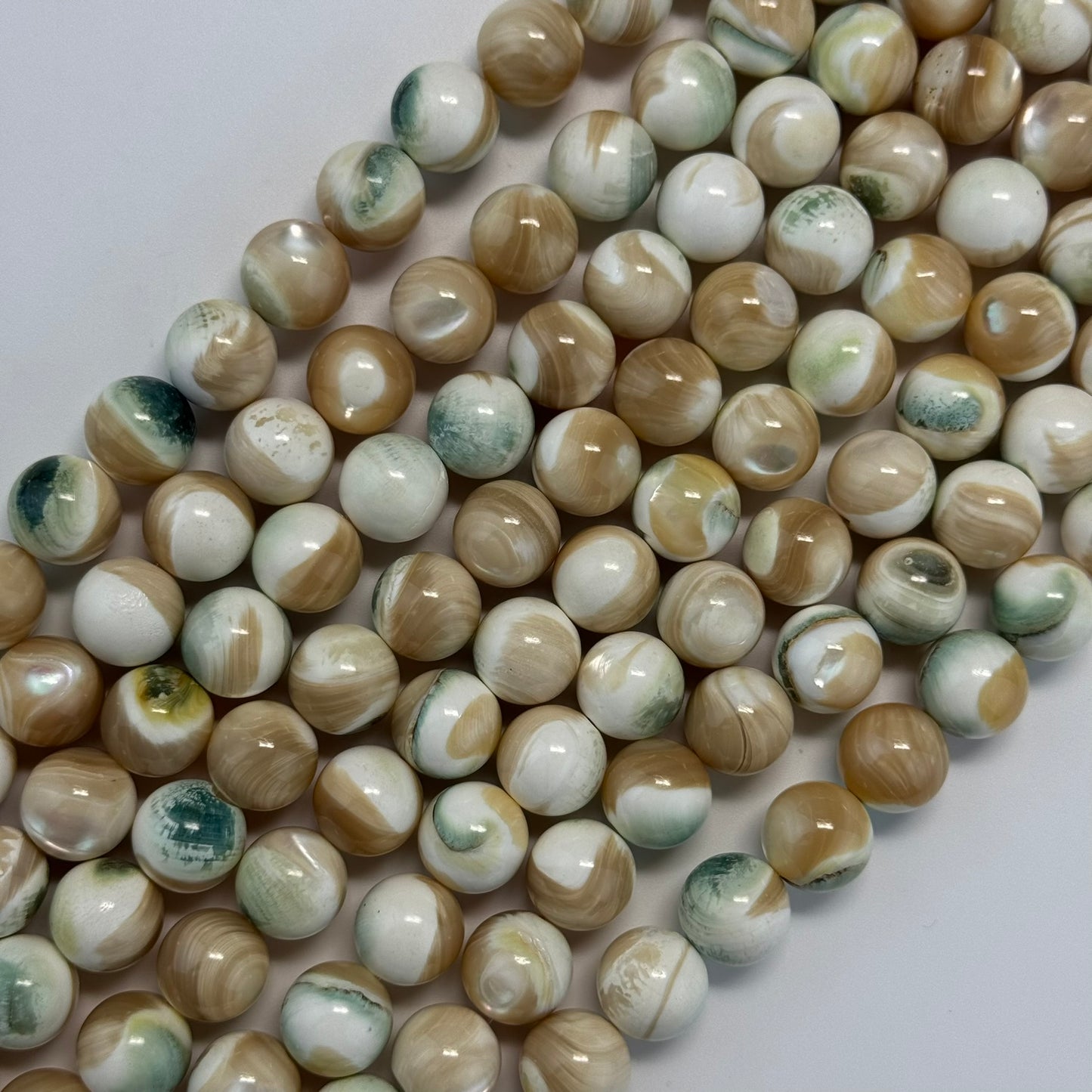 Green Shell Polished Round Beads image 6