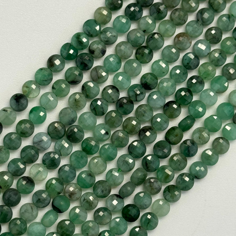 Emerald Lentil Shape Gemstone Beads (A Quality)