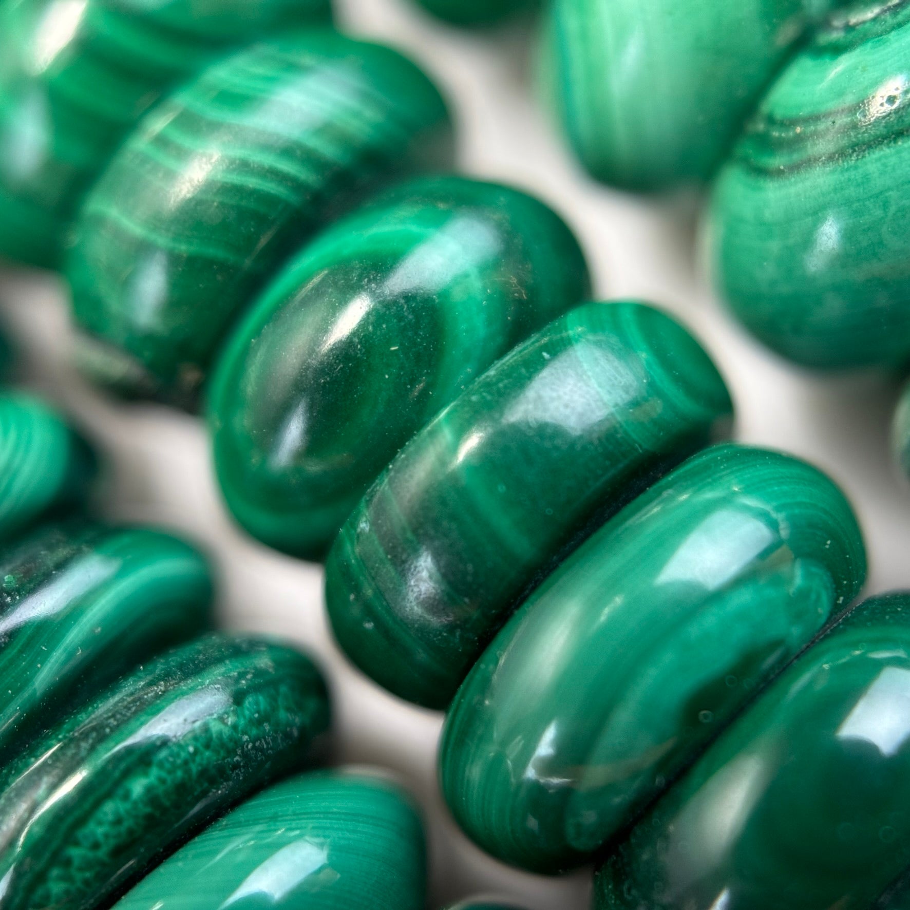 Malachite Rondelle Polished Beads image 2