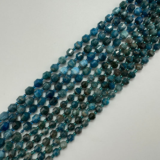 Blue Apatite Dodecahedron Beads