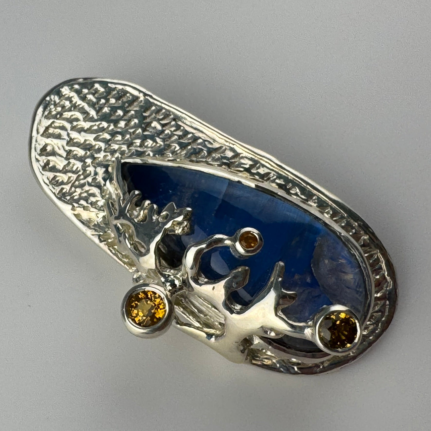 Rainbow Moonstone Coral Reef Pendant with Three Yellow Sapphires image 3
