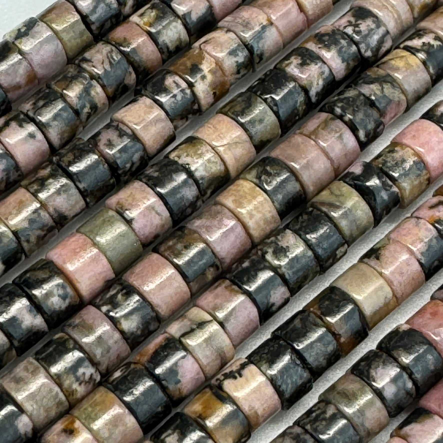 Rhodonite Dendritic Heishi Beads image 4