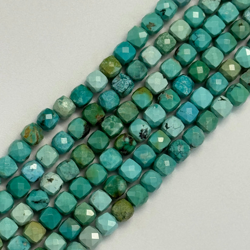 Faceted Square Semi Precious Stone Beads
