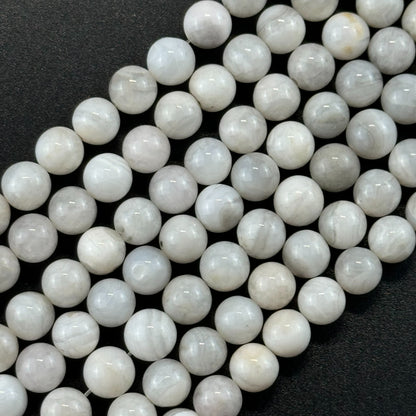 White Lace Chalcedony Polished Round Beads image 0