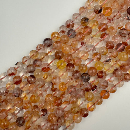 Red Hematoid Quartz Polished  Round Beads