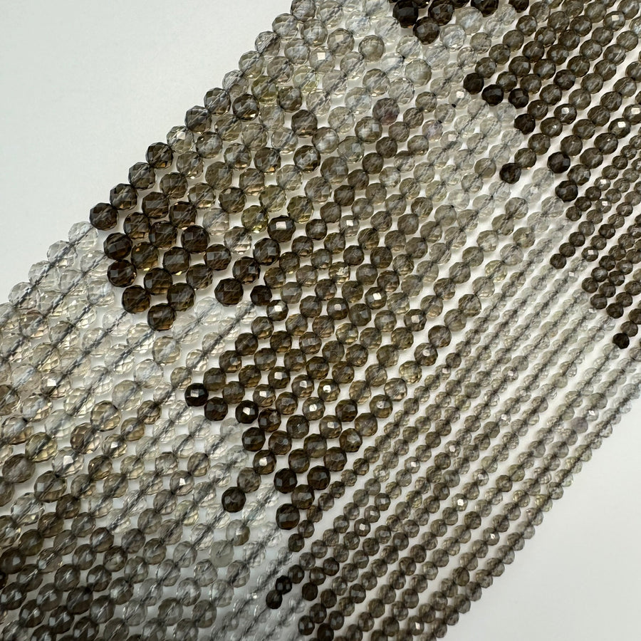 Smoky Quartz Faceted Round Beads 2.8-4.5mm image 0