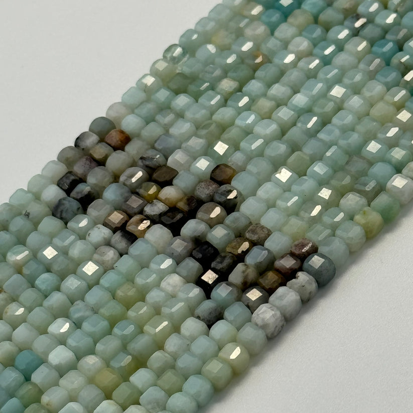 Faceted Square Semi Precious Stone Beads