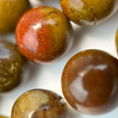 Mustard Fancy Agate Polished Round Beads image 2