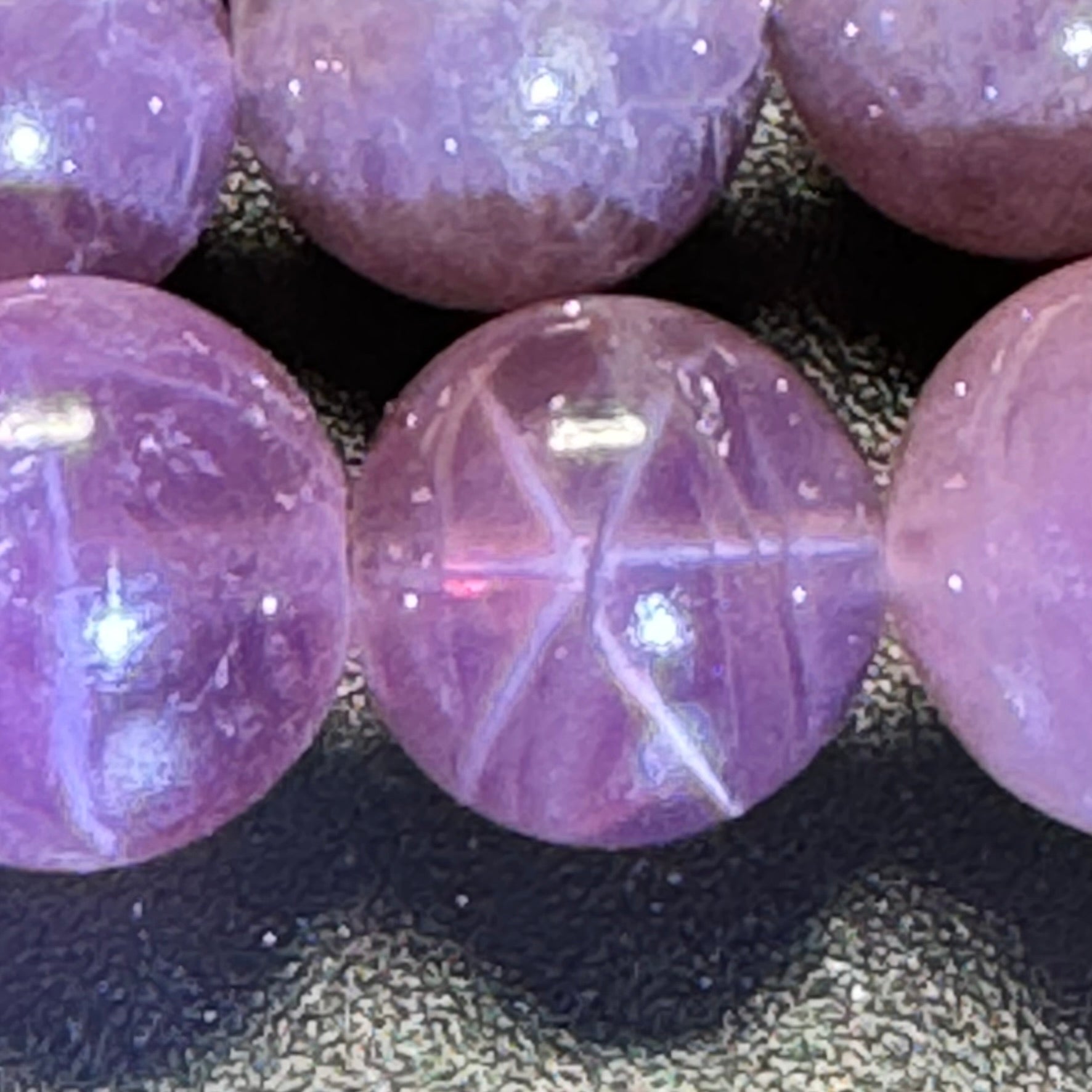 Purple Rose Quartz Polished Round Beads with Star image 1