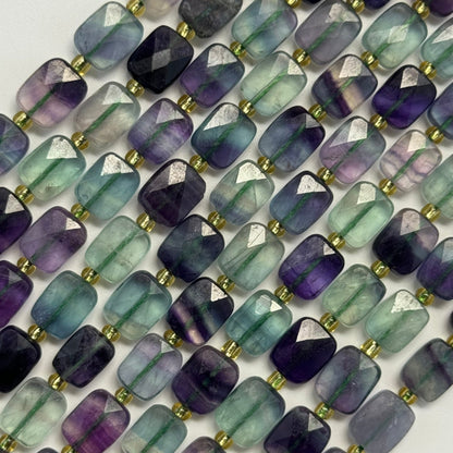 Rainbow Fluorite Rectangular Faceted Cushion Cut 10xÂ8 mm Beads image 4